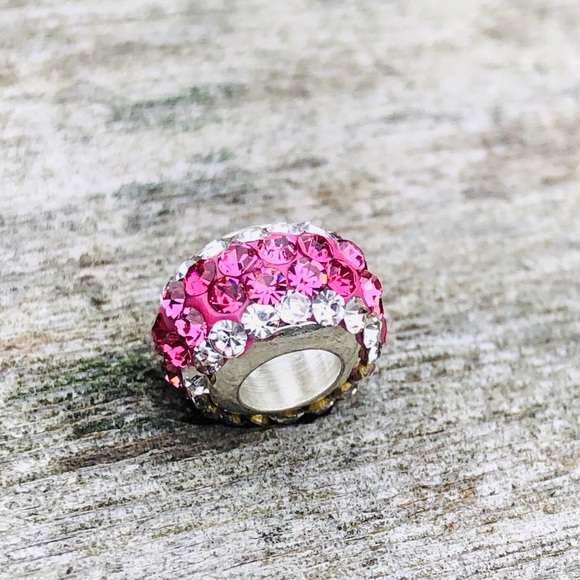 Charm pink and crystal stones works w/ Pandora - Picture 2 of 3